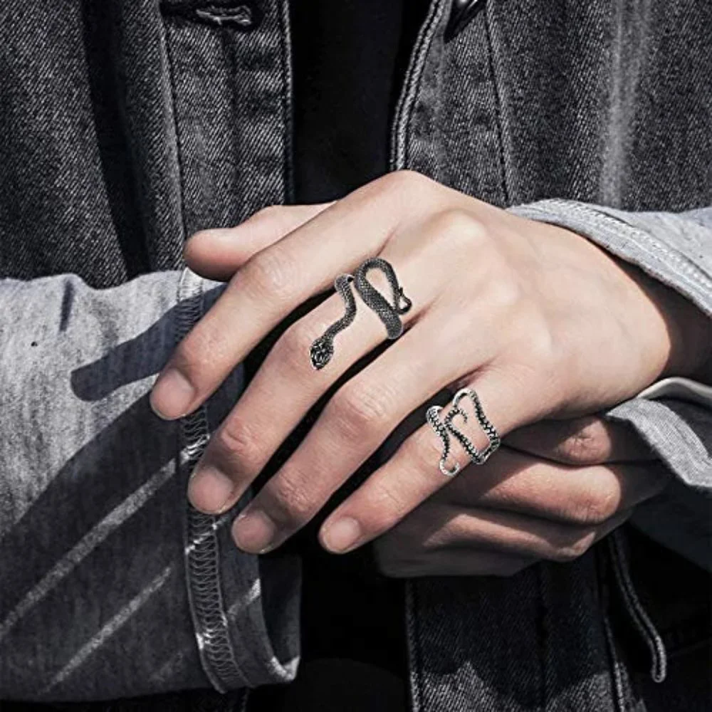 Punk Rings Set -Dragon Snake Vintage